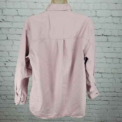High Sierra Pink 100% Cotton Button Up Long Sleeve Shirt Size Medium M