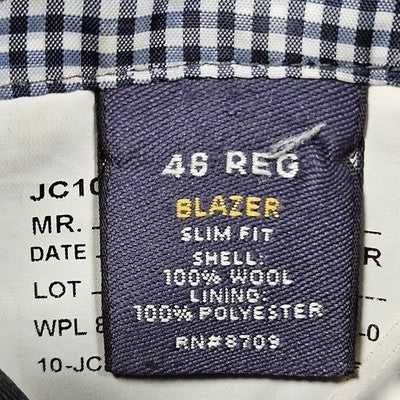 Stafford Grey 100% Wool 2 Button Single Vented Notch Blazer Sport Coat 46R