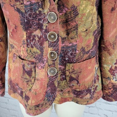 Coldwater Creek Multicolor Cotton Stretch Lightweight Buttoned Jacket Size 6P