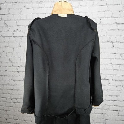 VTG Roaman's Black Gold Skirt Suit Set 2 Piece Double Breasted Jacket Medium M