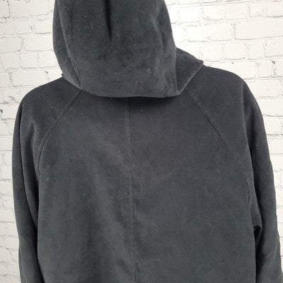London Fog Black Microfiber Stretch Buttoned Hooded Warmer Liner Coat M Petite