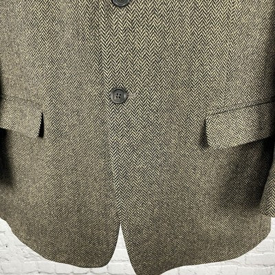 Towncraft Brown Lambswool Herringbone Tweed 2 Button Blazer Sport Coat Size 44R