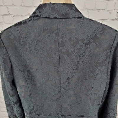 Geoffrey Beene Sport Black Damask Floral Buttoned Notch Blazer Jacket Size 10