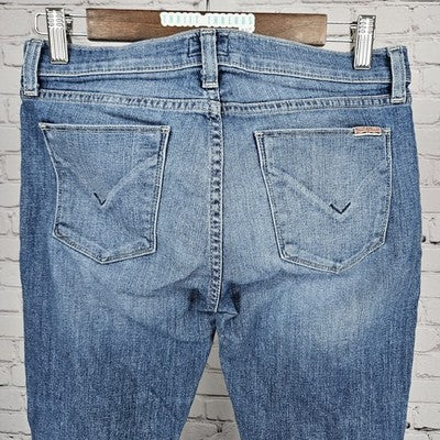 Hudson Blue Denim Light Medium Wash Low Rise Stretch Skinny Jeans 27 (28x27)