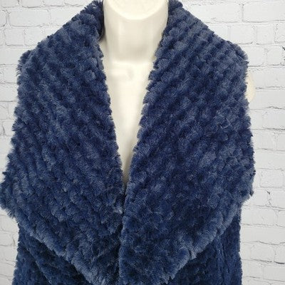 NVLT Blue Faux Fur Open Pockets Sleeveless Soft Fuzzy Lined Vest Jacket XS