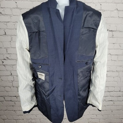 Express Photographer Navy Wool Blend Fitted 2 Button Notch Blazer Sport Coat 40R