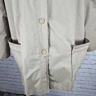 VTG Rain Or Shine Tan Removable Faux Fur Lining Buttoned Trench Coat USA Small S