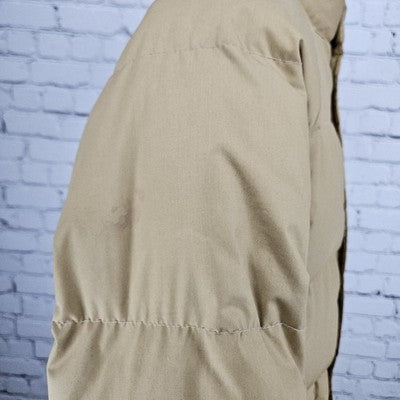 VTG Windbreaker Tan Down Fine Feather Insulated Snap Puffer Jacket M *zipper