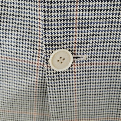Haspel Cream Black Silk Wool Houndstooth 2 Button Blazer Sport Coat Size 46R