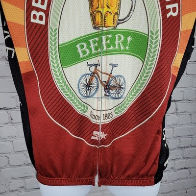 STRGAO Cycling Beer & Bike Tour Ride The City Full Zip Bike Jersey Size Large L