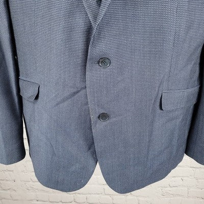 Strellson Blue 100% Wool Alecc Slim Fit Birds Eye Blazer Sport Coat 56 US 46