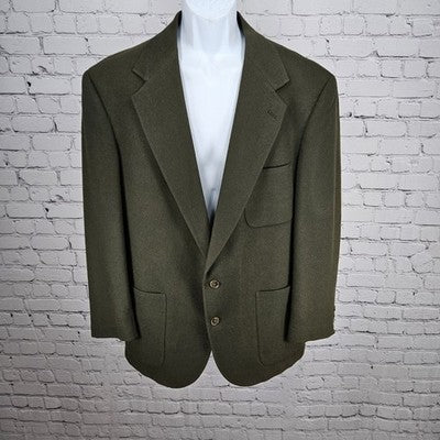 VTG Evan Picone Green 100% Wool 2 Button Ventless Blazer Sport Coat USA 42R