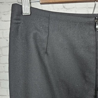 VTG Mikai Jerry Shabo Black Wool Back Slit Lined Pencil Straight Midi Skirt US 6