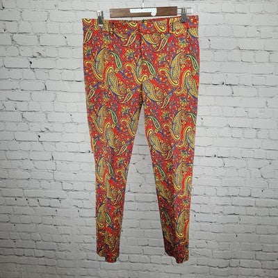Lauren Ralph Lauren Multicolor Paisley Stretch Mid Rise Tapered Pants 8 (31x29)