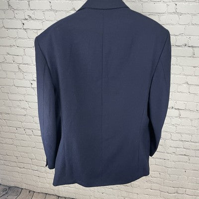 VTG Just Men’s Navy Textured 2 Gold Button Ventless Blazer Sport Coat Size 42L