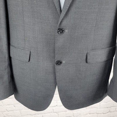 Kenneth Cole Grey Minitex Wool 2 Button Notch Blazer Sport Coat 40L MSRP $650