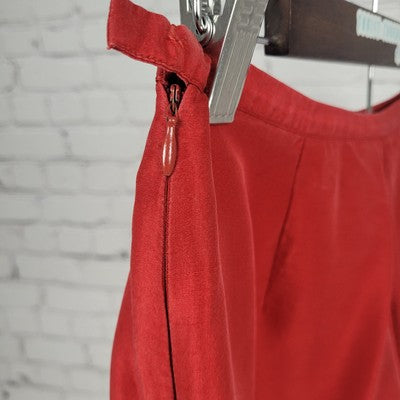 VTG Bice Red Silk High Rise Lined Lightweight Zip Closure Pants Size 10 (27x28)