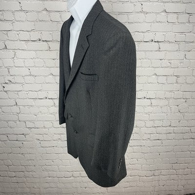VTG Botany 500 Grey Pinstriped 2 Button Vent Blazer Sport Coat USA Made Size 41S