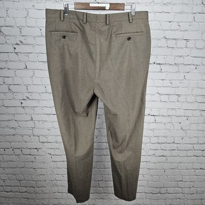 Michael Kors Brown Flat Front Straight Leg Stretch Dress Pants Trousers 36x32