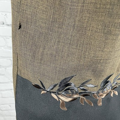 Periwinkle Brown Embroidered Floral Open Short Sleeve Lightweight Jacket Size 14