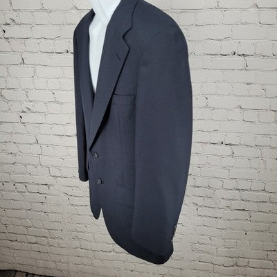 Barrister Navy 2 Button Single Vented Notch Blazer Sport Coat USA Made Size 38
