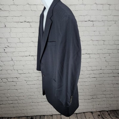 Chaps Ralph Lauren Dark Navy 100% Wool Pinstriped Blazer Sport Coat Sizw 48L