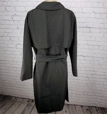 Caara Black Double Breasted Buttoned Belted Lightweight Trench Pea Coat Small S