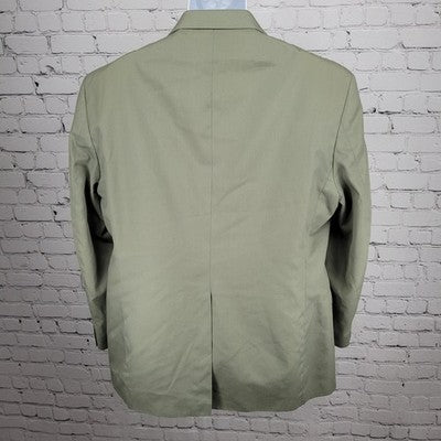 Haggar Gentleman's Closet Green Gray 2 Button Vented Notch Blazer Sport Coat 46