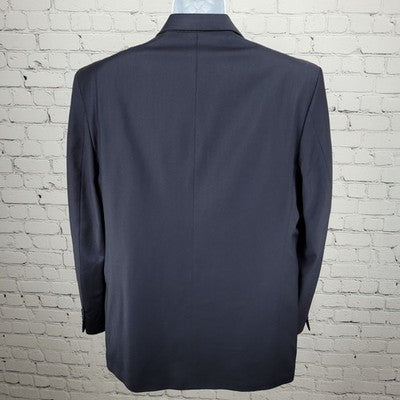 Oleg Cassini Navy 100% Wool 3 Button Ventless Notch Blazer Sport Coat 42L