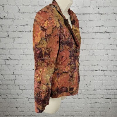 Coldwater Creek Multicolor Cotton Stretch Lightweight Buttoned Jacket Size 6P