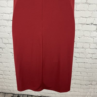 Laundry By Shelli Segal Red Ruched Puff Short Sleeve Stretch Zipped Dress Size 4
