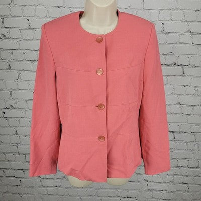 Nicola Pink Buttoned Collarless Lined Formal Suit Jacket Blazer Italy Size 6
