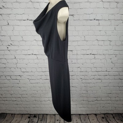 Ann Taylor Black Sleeveless Cowl Neck Lined Stretch Shift Dress Size 10