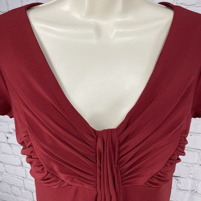 Laundry By Shelli Segal Red Ruched Puff Short Sleeve Stretch Zipped Dress Size 4