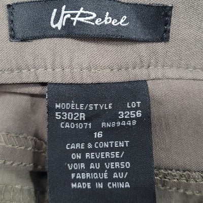 Ur Rebel Green Grey High Rise Lightweight Stretch Straight Pants Size 16 (34x31)