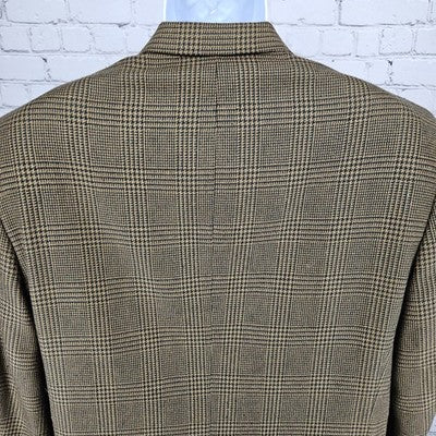 Hart Schaffner Marx Brown Black 100% Wool 3 Button Blazer Sport Coat USA 43R