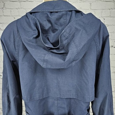 VTG F.S.L Collection Navy Belted Hood Removable Bodywarmer Liner Trench Coat 8P