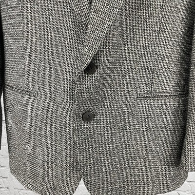 VTG TJW Mervyn's Grey Woven 2 Button Notch Blazer Sport Coat USA Made Size 42R