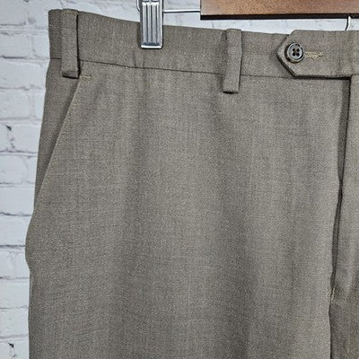 Michael Kors Brown Flat Front Straight Leg Stretch Dress Pants Trousers 36x32