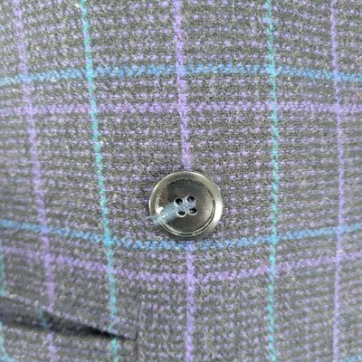 VTG Club 5' 4" Black & Purple Check Double Breasted Suit Jacket USA Made Size 4P