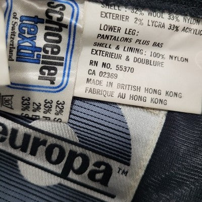 VTG Europa Black Wool Nylon Schoeller Textil Switzerland Snow Pants 30R (28x29)