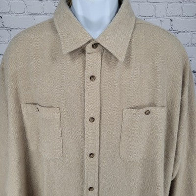 Alaska 1959 Wilderness Gear Beige Cotton Lightweight Flannel Herringbone Top XXL