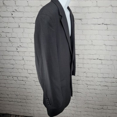 Jos A Bank Black 100% Wool Pinstriped 2 Button Notch Blazer Sport Coat 44L