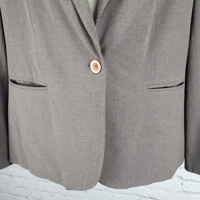 Perry Ellis Brown 1 Button Vented Lined Notch Blazer Women’s Suit Jacket Size 10
