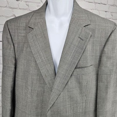 VTG Barrister Black White Glen Check 2 Button Notch Blazer Sport Coat USA 42