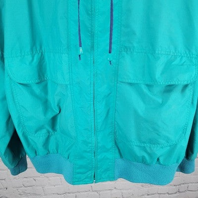VTG McGregor Green Blue Anti Breeze Hideable Hood Zip Windbreaker Jacket 3X