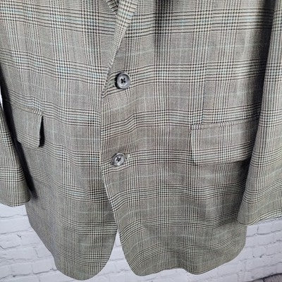 Holbrook Tan Houndstooth 2 Button Ventless Notch Blazer Sport Coat Size 42XL