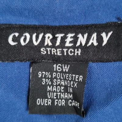 Courtenay Blue Stretch Gold Buttoned 2 Piece Shirt Skirt Outfit Set Size 16W