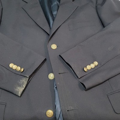 Jos A Bank Navy 100% Wool 3 Button Vented Notch Blazer Sport Coat Size 42R