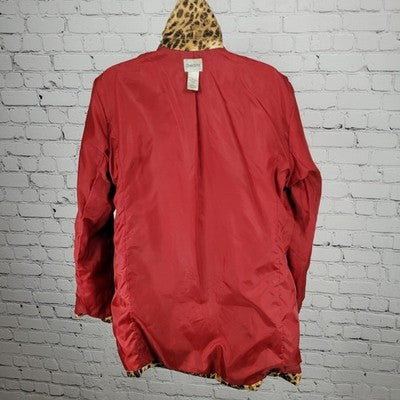 Chico's Tan Gold Leopard Buttoned Lightweight Lined Jacket 2 US 12